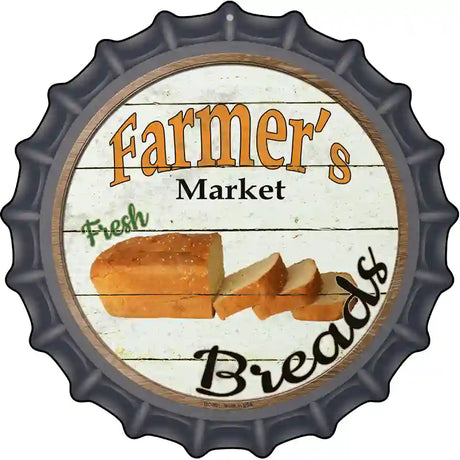 Farmers Market Breads Novelty Metal Bottle Cap Sign BC-801