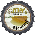 Farmers Market Honey Novelty Metal Bottle Cap Sign BC-802