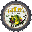 Farmers Market Bouquets Novelty Metal Bottle Cap Sign BC-805