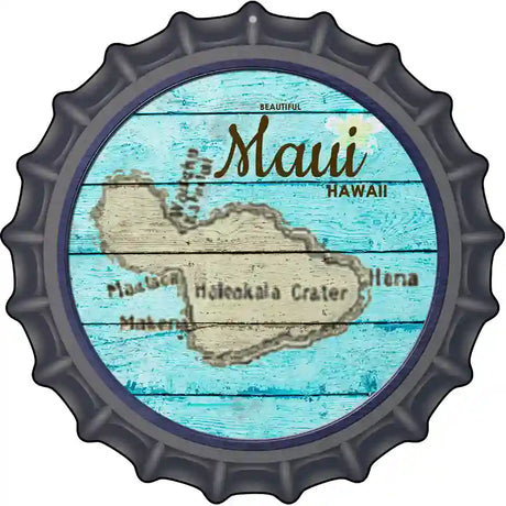 Maui Hawaii Map Novelty Metal Bottle Cap Sign BC-819