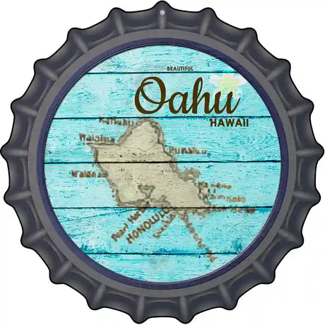 Oahu Hawaii Map Novelty Metal Bottle Cap Sign BC-820