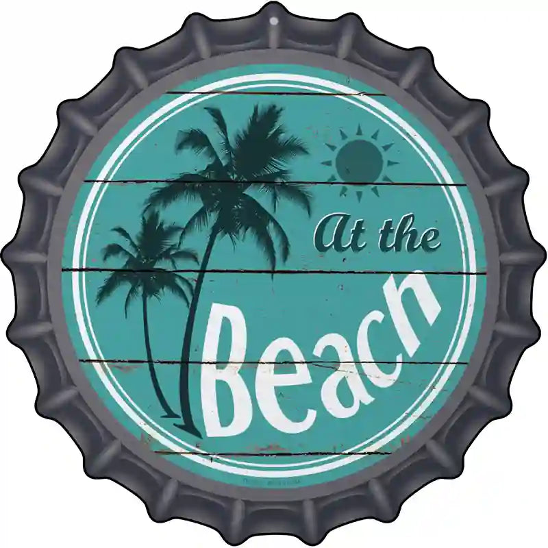 At The Beach Novelty Metal Bottle Cap Sign BC-829