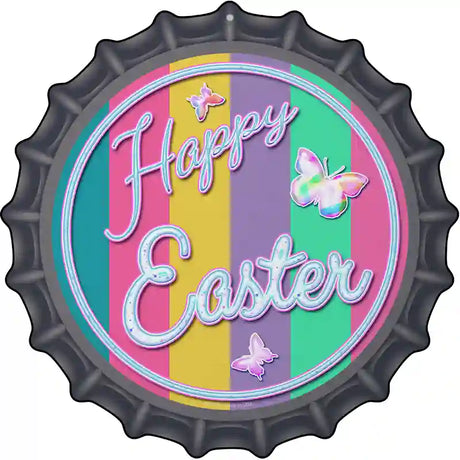 Happy Easter with Butterflies Novelty Metal Bottle Cap Sign BC-831