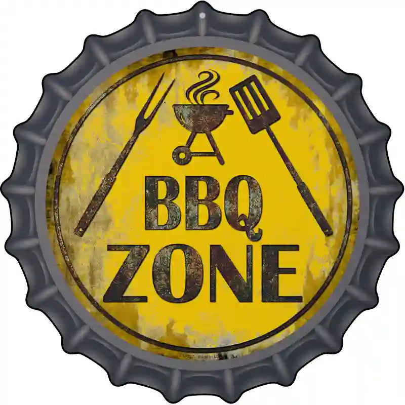 BBQ Zone Novelty Metal Bottle Cap Sign BC-837