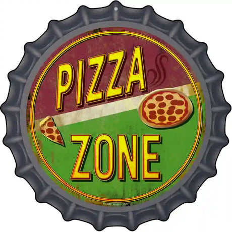 Pizza Zone Novelty Metal Bottle Cap Sign BC-842