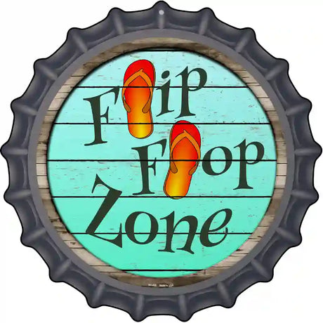 Orange Flip Flop Zone Novelty Metal Bottle Cap Sign BC-880