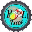 Pool Zone Novelty Metal Bottle Cap Sign BC-891