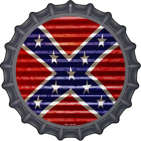 Confederate Flag Novelty Metal Bottle Cap Sign BC-895