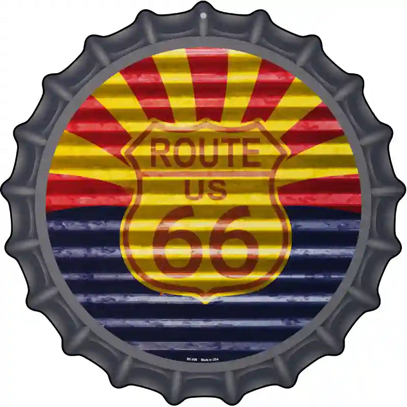 Route 66 Arizona Flag Novelty Metal Bottle Cap Sign BC-896