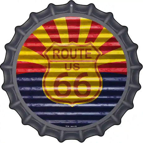 Route 66 Arizona Flag Novelty Metal Bottle Cap Sign BC-896