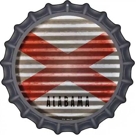 Alabama Flag Corrugated Effect Novelty Metal Bottle Cap Sign BC-911