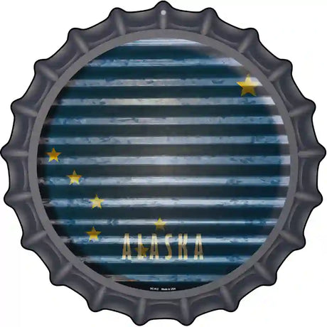 Alaska Flag Corrugated Effect Novelty Metal Bottle Cap Sign BC-912