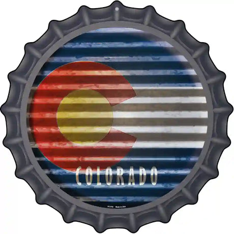 Colorado Flag Corrugated Effect Novelty Metal Bottle Cap Sign BC-916