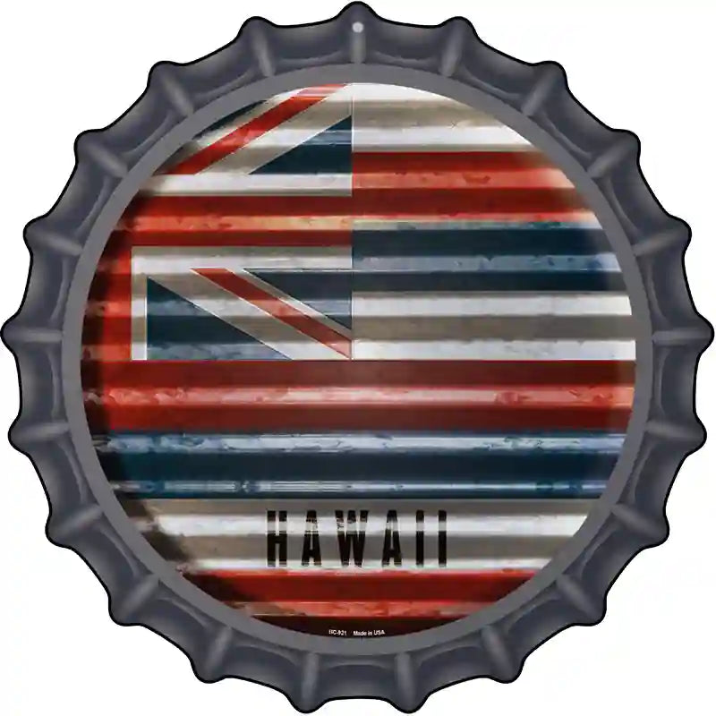 Hawaii Flag Corrugated Effect Novelty Metal Bottle Cap Sign BC-921