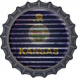 Kansas Flag Corrugated Effect Novelty Metal Bottle Cap Sign BC-926