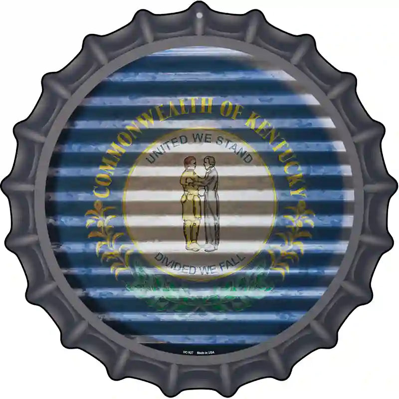 Kentucky Flag Corrugated Effect Novelty Metal Bottle Cap Sign BC-927