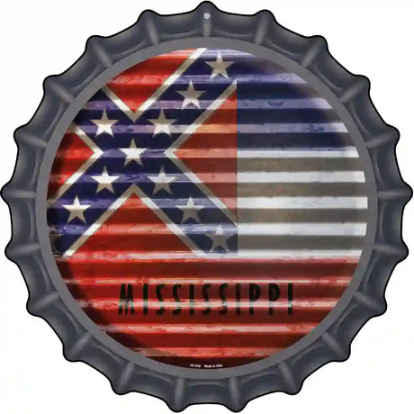 Mississippi Flag Corrugated Effect Novelty Metal Bottle Cap Sign BC-934