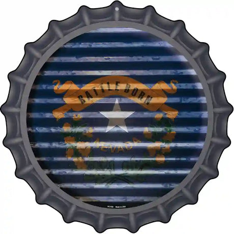 Nevada Flag Corrugated Effect Novelty Metal Bottle Cap Sign BC-938