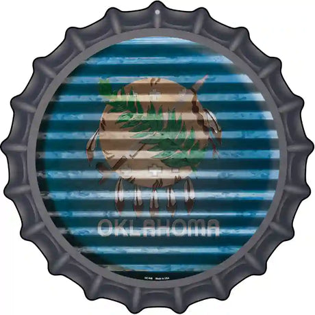 Oklahoma Flag Corrugated Effect Novelty Metal Bottle Cap Sign BC-946