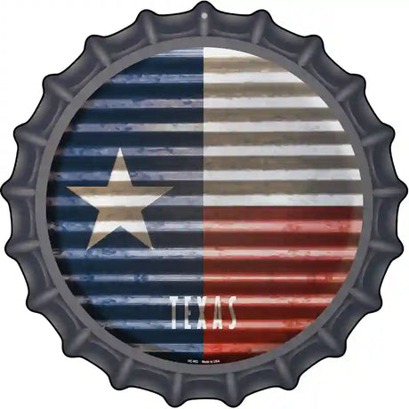 Texas Flag Corrugated Effect Novelty Metal Bottle Cap Sign BC-953