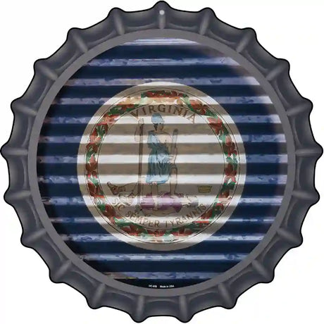 Virginia Flag Corrugated Effect Novelty Metal Bottle Cap Sign BC-956