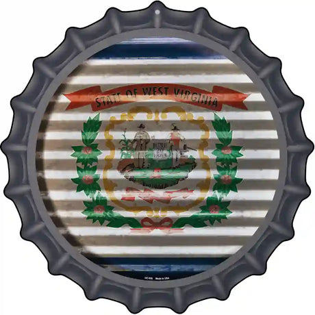 West Virginia Flag Corrugated Effect Novelty Metal Bottle Cap Sign BC-958