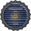 Wisconsin Flag Corrugated Effect Novelty Metal Bottle Cap Sign BC-959