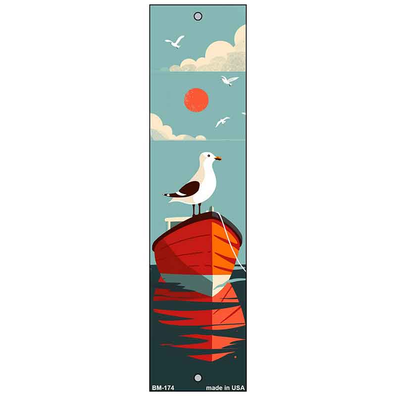 Seaside Perch Gull on a Boat Novelty Metal Bookmark BM-174