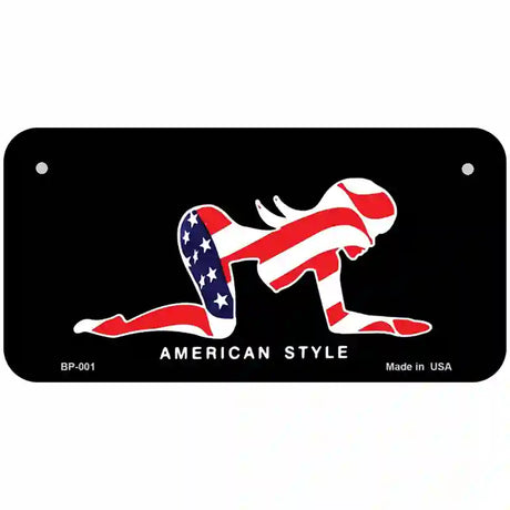 American Style Sexy Flag Pose Metal License Plate 6" x 3" (BP)