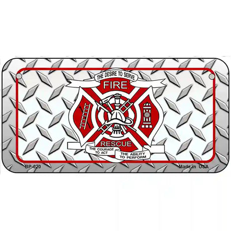 Fire Fighter Rescue Novelty Metal License Plate 6" x 3" (BP)