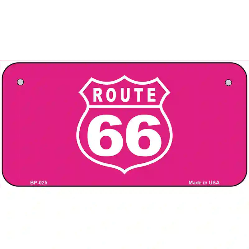 US Route 66 Pink Novelty Metal License Plate 6" x 3" (BP)