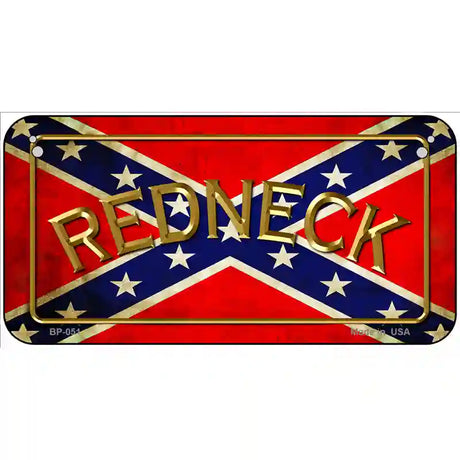 Redneck Confederate Flag Novelty Metal License Plate 6" x 3" (BP)