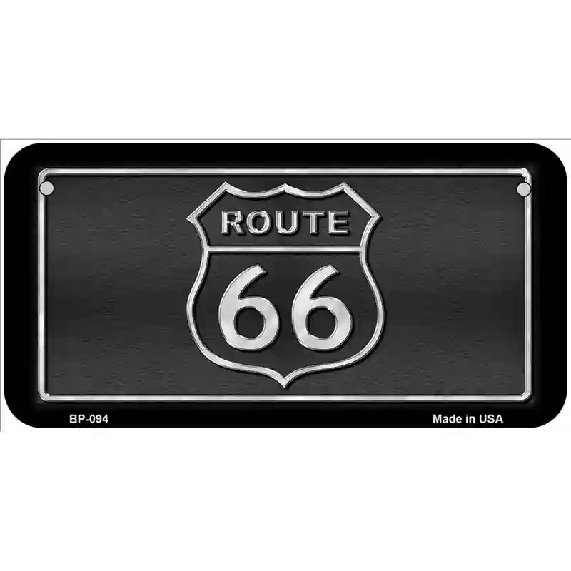 Route 66 Shield Black Metal Novelty License Plate 6" x 3" (BP)