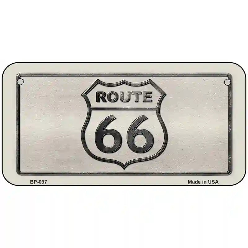 Route 66 Shield White Novelty Metal License Plate 6" x 3" (BP)