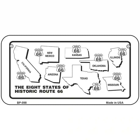 Route 66 Historic States Novelty Metal License Plate 6" x 3" (BP)