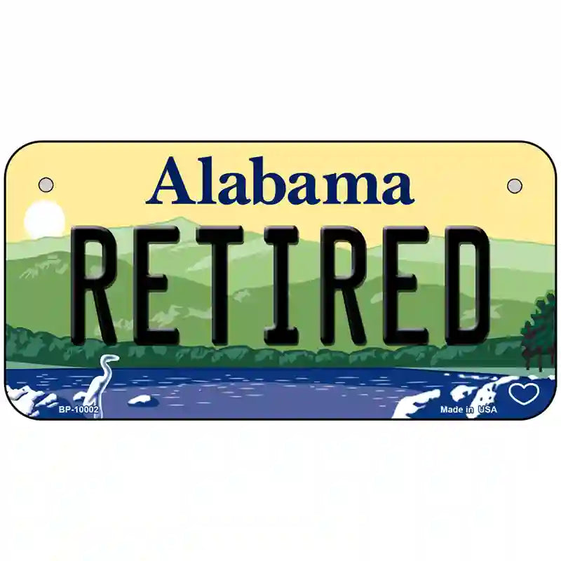 Retired Alabama Metal Novelty License Plate 6" x 3" (BP)