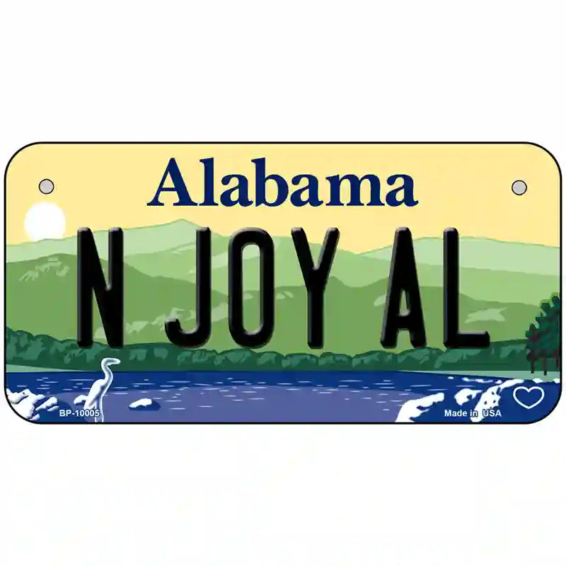 N Joy AL Alabama Metal Novelty License Plate 6" x 3" (BP)