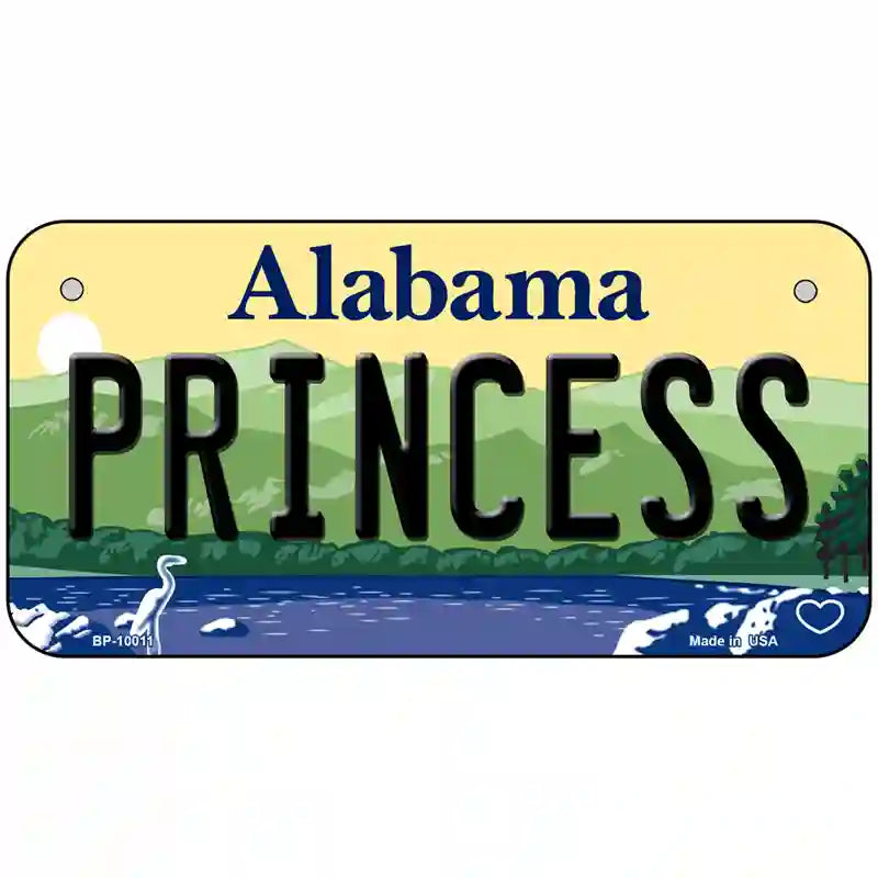 Princess Alabama Metal Novelty License Plate 6" x 3" (BP)