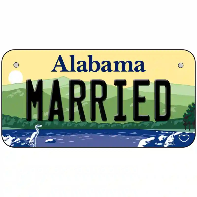 Married Alabama Metal Novelty License Plate 6" x 3" (BP)