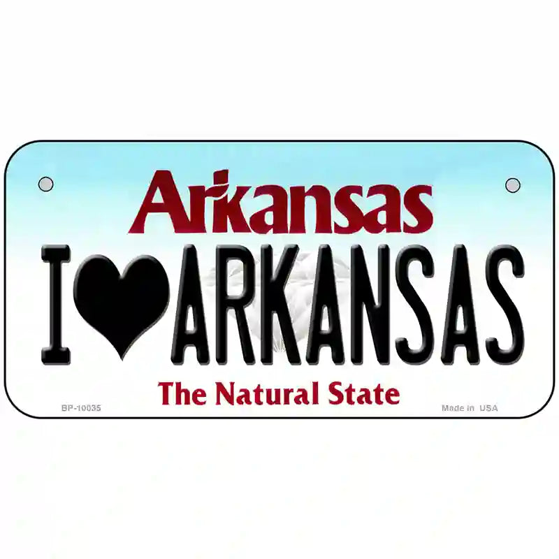 I Love Arkansas Metal Novelty License Plate 6" x 3" (BP)