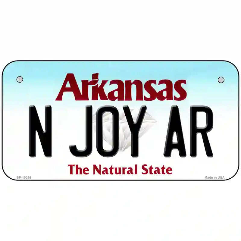 N Joy AR Arkansas Metal Novelty License Plate 6" x 3" (BP)