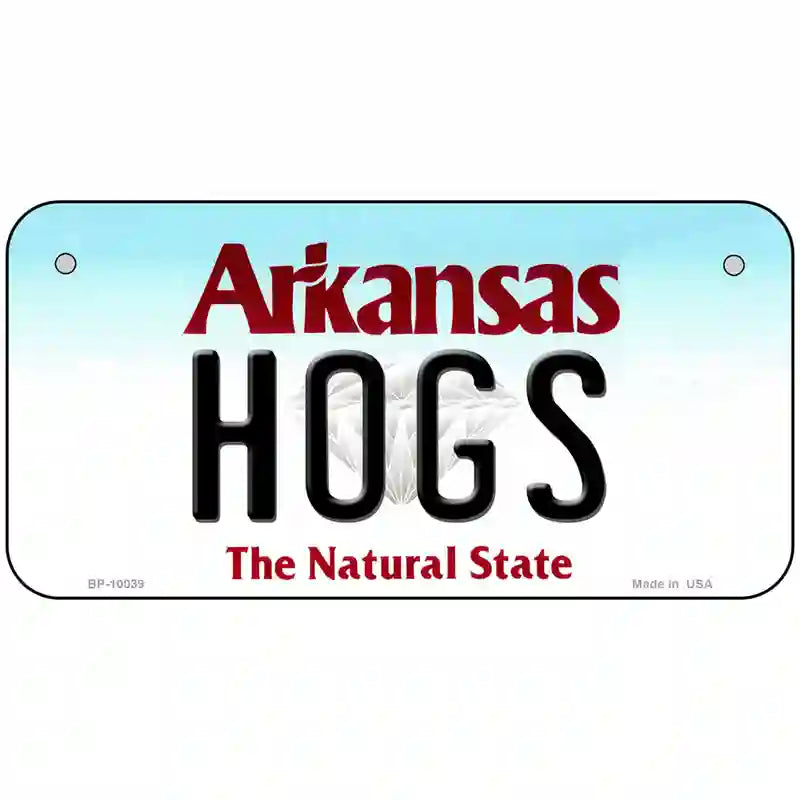 Hogs Arkansas Metal Novelty License Plate 6" x 3" (BP)