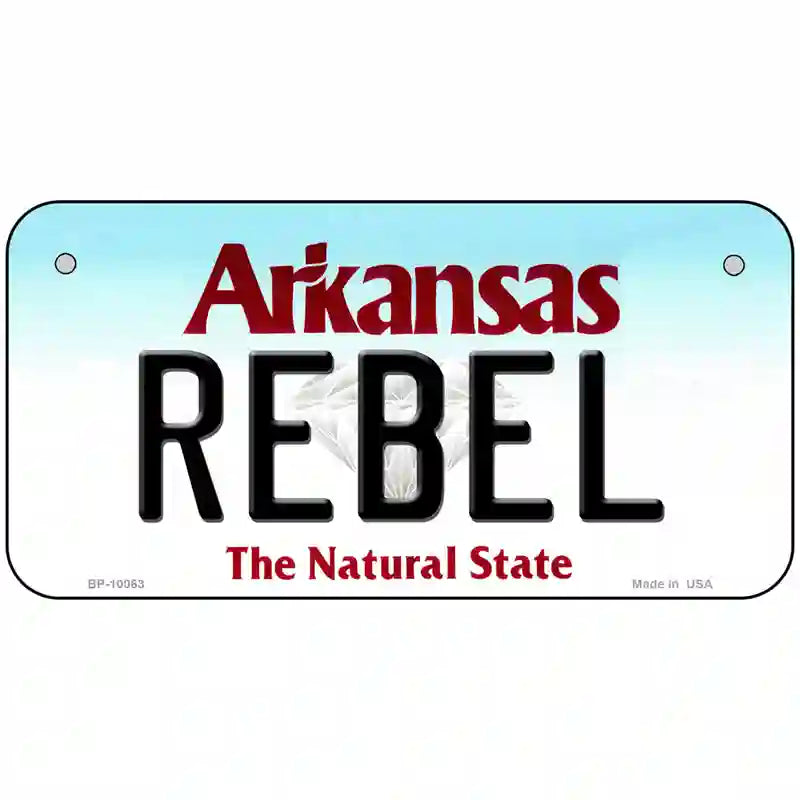 Rebel Arkansas Metal Novelty License Plate 6" x 3" (BP)