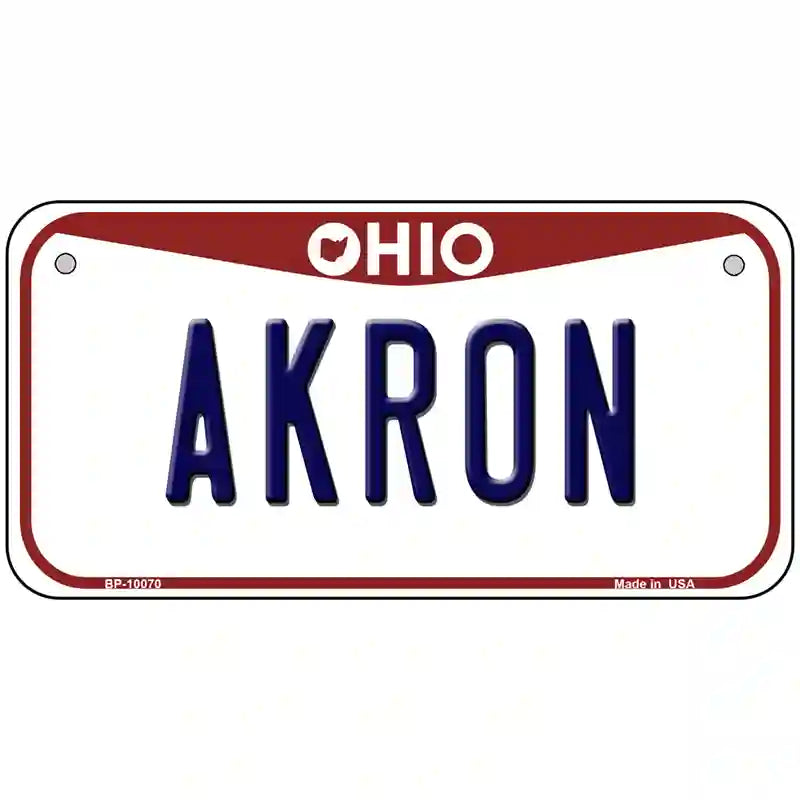 Akron Ohio Metal Novelty License Plate 6" x 3" (BP)