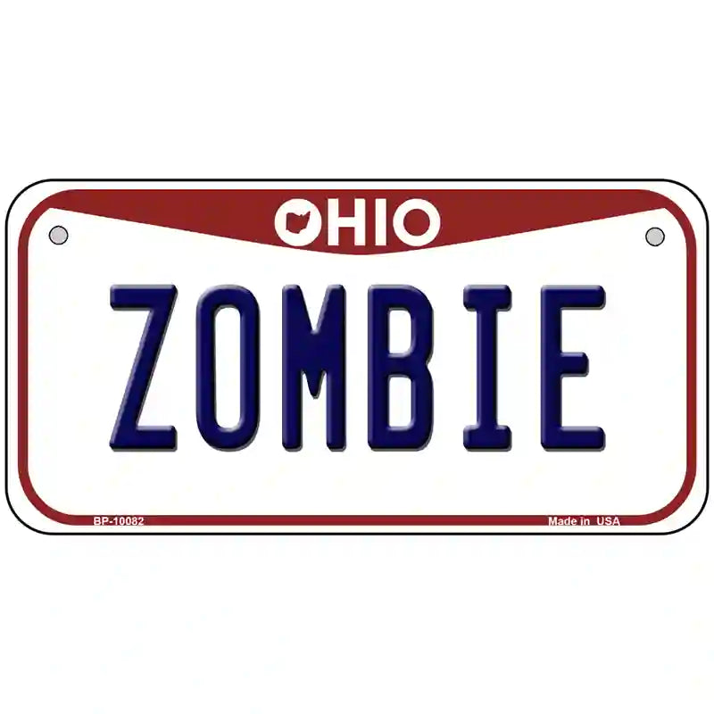 Zombie Ohio Metal Novelty License Plate 6" x 3" (BP)