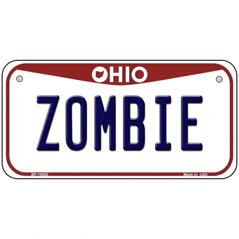 Zombie Ohio Metal Novelty License Plate 6" x 3" (BP)