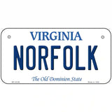 Norfolk Virginia Metal Novelty License Plate 6" x 3" (BP)