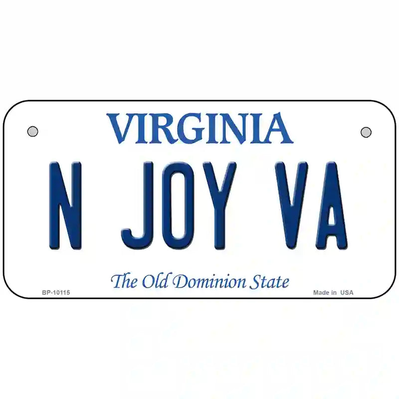 N Joy VA Virginia Metal Novelty License Plate 6" x 3" (BP)