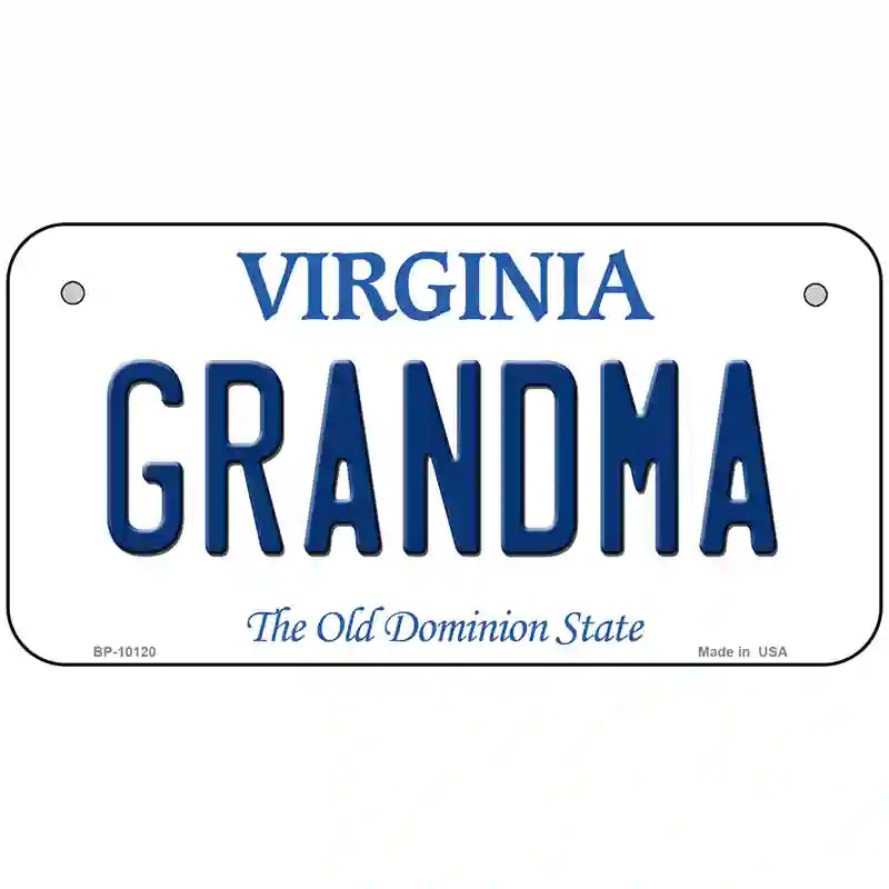 Grandma Virginia Metal Novelty License Plate 6" x 3" (BP)