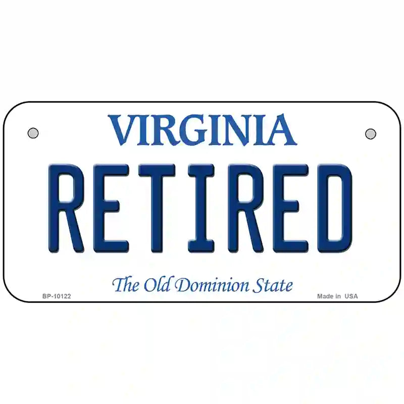 Retired Virginia Metal Novelty License Plate 6" x 3" (BP)